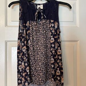 Knox Rose Navy Sleeveless Tie Front Blouse